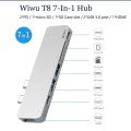 7 in 1 Hub T8 USB Type-C Multiple Adaptar, Micro SD Card Reader, Type-C , Multi-Functional Adaptar. 