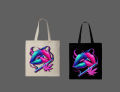 Neon Lips Joint Printed Tote Bag– Black & White. 