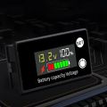 Battery Capacity Tester LCD Color Screen DC Voltmeter with Alarm Temperature Function for Electromobile 8-100V. 