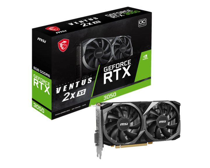 MSI%20GeForce%20RTX%203050%20VENTUS%202X%20XS%208G%20OC%20Graphics%20Card%20(8GB%20GDDR6%20%7C%20128-bits%20%7C%201807%20MHz%20Core%20Clock%20%7C%20Dual%20FAN%20%7C%20Support%204K@120Hz%20%7C%20HDMI%20&%20DisplayPort)%20-%20Image%202