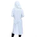 White Cotton Full Sleeves Plain Long Outer For Women. 