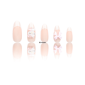 Linman 24PCS Almond Armor Nail Patch Sanrio White French Stereo Special Hello Kitty Drill 3d Pink Butterfly Drill Wear Armor suit. 