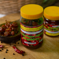 Akbare Khursani - Dalle Khursani Achar (Homemade Whole Red Cherry Pepper Pickle) - 350 g - Lotus Products Nepal. 