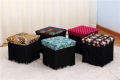 Ottoman Storage Stool/Box Chair with PVC Leather Printed Lid (COMES IN RANDOM PATTERNS)). 