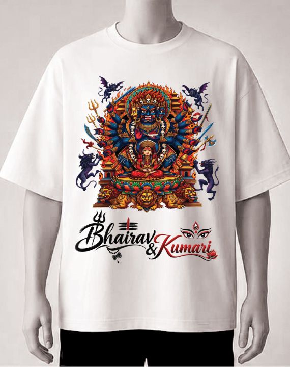 Bhairav%20&%20Kumari%20Traditional%20Printed%20T-Shirt%20%E2%80%93%20Cream,%20Maroon,%20White,%20black,%20brown,%20blue%20-%20Image%202