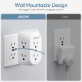 【Buy with eyes closed】LENCENT Multi Plug 6 Outlet Extender, Surge Protector Wall tap, Power Strip 3-Side Widely Spaced Adapter Plug Extension Multiple Charger Expander, Mountable Wall Splitter for Home Travel. 