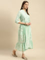 Kiva Printed Calf Length Partywear Flared Kurtha for Women. 
