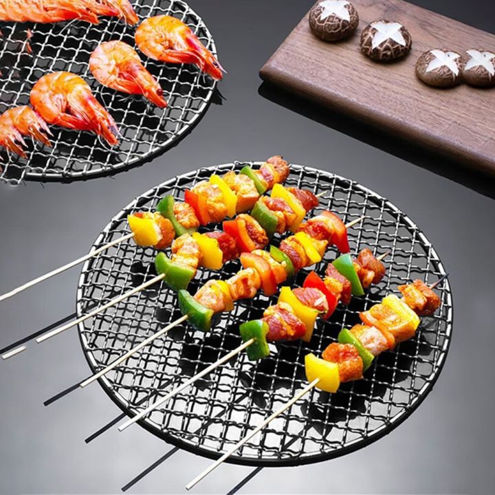 New Stainless Steel BBQ Grill Net No Foot Round Steam Mesh 20cm Grid Wire Net Hiking
