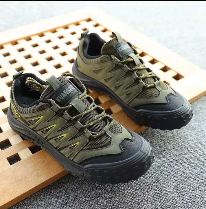 Daily outdoor hiking mountaineering shoes with breathable and non slip mesh, large sole, mens walking shoes, trendy lace up
