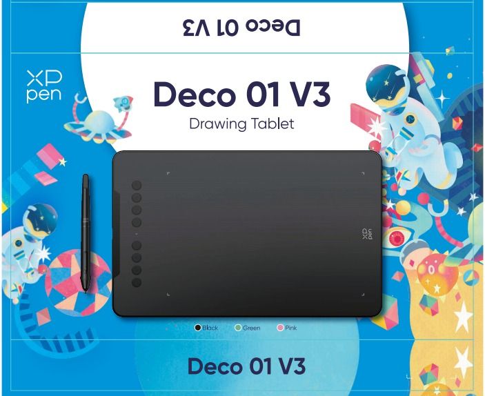 XPPen Updated Deco 01 V3 Drawing Tablet-16384 Levels of Pressure Battery-Free Stylus, 10x6 Inch OSU Graphic Tablet, 8 Hotkeys for Digital Art, Teaching, Gaming Drawing Pad for Chrome, PC, Mac, Android