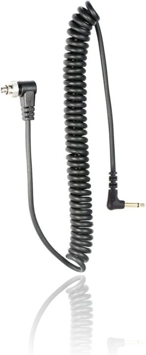 3.5 mm to Male Flash PC Sync Cable, 14 Inch Coiled Cord with Screw Lock