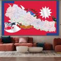 New Nepal Map With National Animal And National Flag With One Pec Design For Wall Decoration. 
