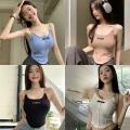 Solid color Women's sleeveless tops slim fit with chest pad summer women's vests Letter Design Chain shoulder strap. 