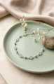 Rosa Stainless Steel Mint Green Bead Bracelet | Waterproof Non-Tarnish Chain | Silver Tone Link Bracelet | Minimalist Summer Accessory For Women. 