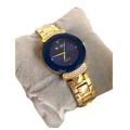 Simple Elegant Women Crystal Dial Quartz Movement Stainless Steel Wrist Watch - Blue/Golden. 