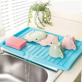 Drain Rack Kitchen Dish Drainer Tray Large Sink Drying Rack for Kitchen Worktop Organizer Drying Rack Blue 1 PCS. 