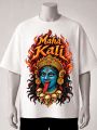 Maha Kali Graphic Printed T-Shirt cream, Maroon, White, Brown, black. 