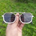 Sliver Octagon Frame Sunglasses For Men. 