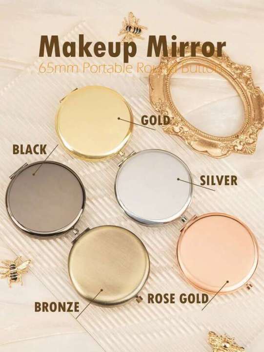 1PC Round Button Double Sided Makeup Mirror Holiday Birthday Party Wedding Gift for Sister Auntie Mum Lightweight