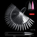 50pcs Clear Fan Shape Nail Art Polish Display False Nail Sample Sticks Nail Practice Color Display Board CF8. 