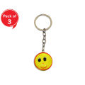 Yellow Sad Emoji Design Keychain- Set Of 3. 
