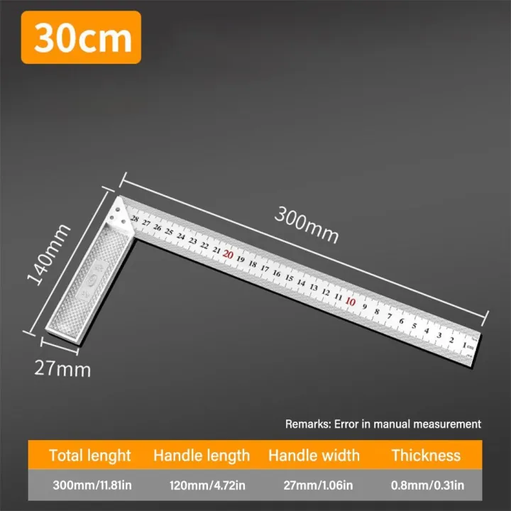 Professional%20Double%20Sided%20Scale%20Angle%20Square%20Ruler%20Measuring%20Tool%2030/50CM%20Right%20Angle%20Gauge%20Stainless%20Steel%2090%20Degree%20Turning%20Ruler%20Woodworking%20-%20Image%203