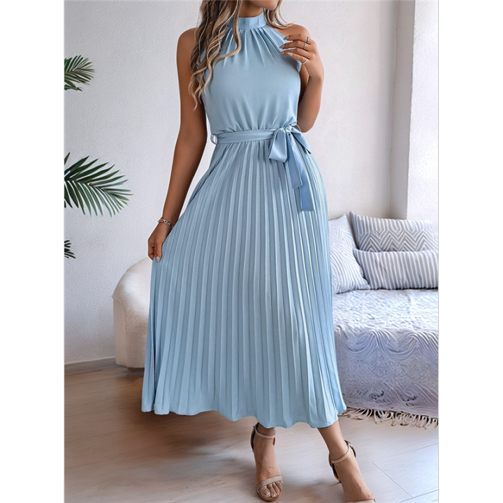 Women'S%202025%20Summer%20Sleeveless%20Halter%20Neck%20Pleated%20Midi%20Cocktail%20Dresses%20A%20Line%20Flowy%20Beach%20Sun%20Dress%20-%20Image%206