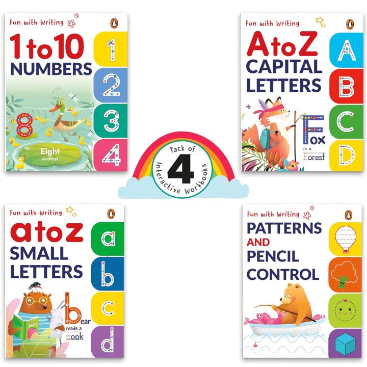 Fun with Writing (Pack of 4 Books) :  Patterns and Pencil Control , Capital & Small Letters , Numbers (Penguin Early Learning Series)
