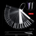 50pcs Clear Fan Shape Nail Art Polish Display False Nail Sample Sticks Nail Practice Color Display Board CF8. 