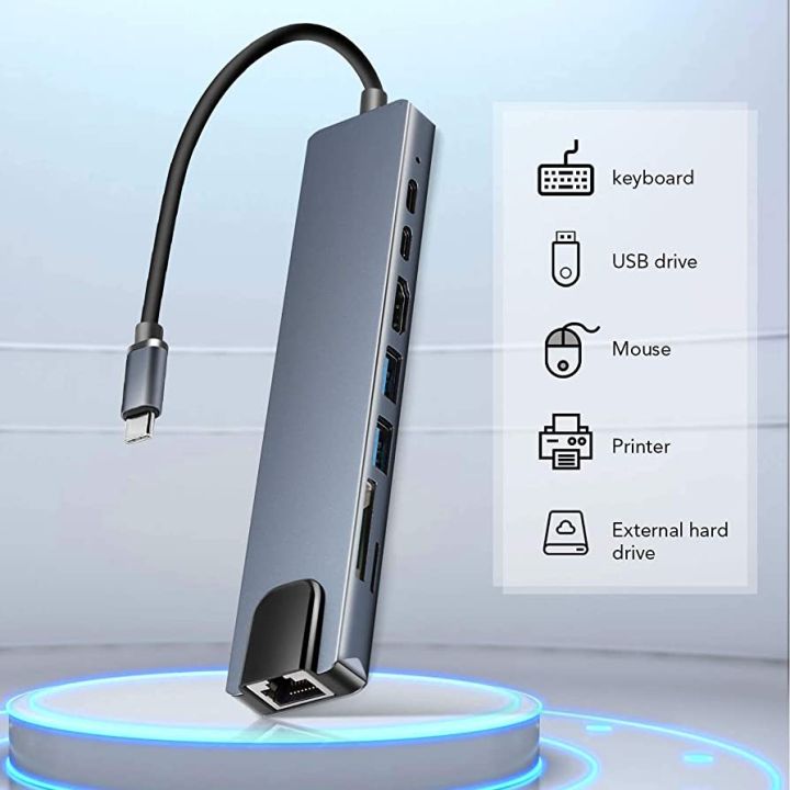Genuine%20USB%20C%20Hub%20(8%20in%201%20Multifunction%20Adapter%20for%20MacBook%20&%20Windows)%20/%20USB%20Docking%20Station%20/%204K%20HDMI,%20HDTV,%20SD/TF%20card,%20RJ45,%20USB%20C%20-%20Image%202