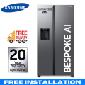 Samsung 633L Side By Side Refrigerator =  RS78CG8543SLIM Convertible 5-in-1 Digital Inverter With AI, WiFi & Water & Ice Dispenser. 