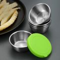 Reusable Condiment Cup Salad Dressing Sealed 304 Stainless Steel Small Seasoning Bowl Leak Proof Round Seasoning Spice Plate Seasoning Stronge. 