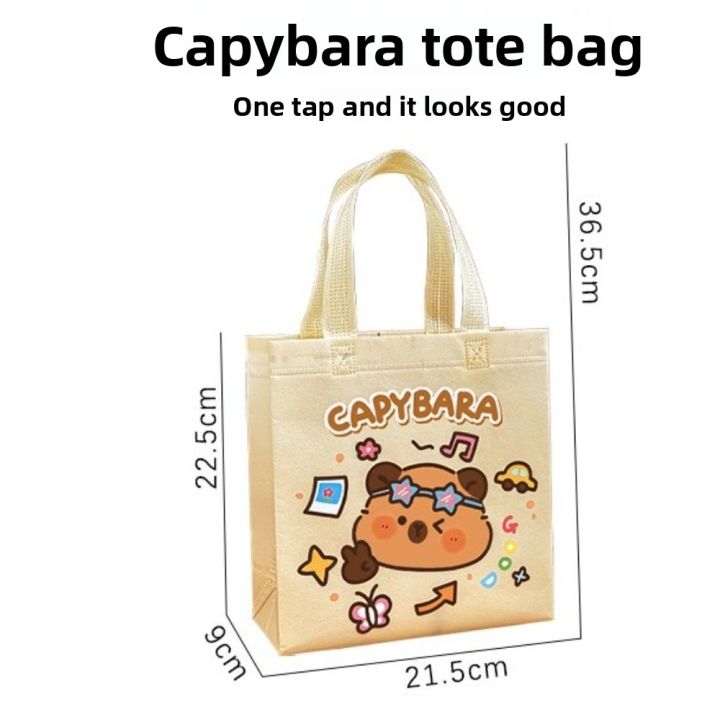 New%20Non-woven%20Capybara%20Tote%20Bag%20Reuse%20Shopping%20HandBag%20Cartoon%20Capybara%20Birthday%20Gift%20Bag%20Portable%20Capybara%20Print%20Canvas%20Bag%20-%20Image%202