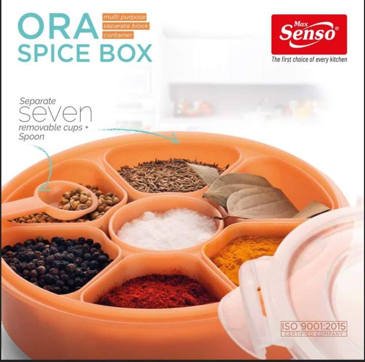Max Senso Fancy Masala Box Virgin Plastic Spice (Masala) Round Box With Spoon