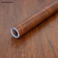 Ashunqiwen Wood Grain Contact Paper Brown Wooden Wallpaper Self-Adhesive Removable Vinyl Film Easy to Apply For Furniture Kitchen Cabinets. 