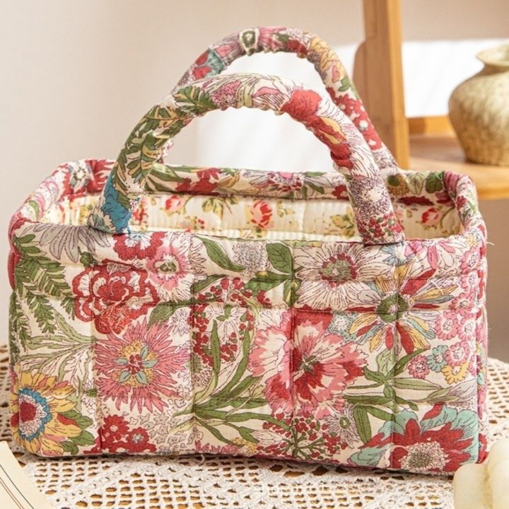 Retro%20Design%20Floral%20Pattern%20Bento%20Handbags%20Foldable%20Portable%20Shopper%20Bag%20Patchwork%20Design%20Cotton%20Material%20Storage%20Basket%20Home%20Textile%20Storage%20-%20Image%204