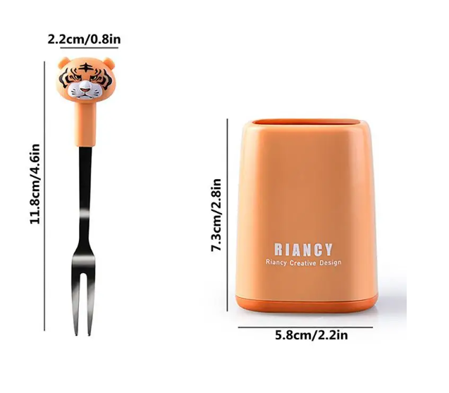 Cartoon%20Fruit%20Fork%20Set,%20Stainless%20Steel,%20Mini%20Cute%20Fork,%20Tiger%20Shaped%20Fruit%20Fork,%20Can%20Be%20Used%20for%20Fruits,%20Cakes,%20Pastries,%20Pack%20of%206%20with%20Base%20Yellow%20-%20Image%206