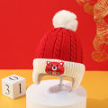 Baby hats, winter beanie hats, boys and girls, thickened ear caps, baby cotton in cotton, warm new year, red knit hats. 