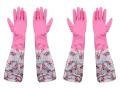 Silicone Gloves with Wash Scrubber, Reusable Brush Heat Resistant Gloves Kitchen Tool for Cleaning, Dish Washing, Washing The Car, Pet Hair Care - 1 Pair (Random Colour). 