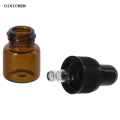 DISICHEN Portable 1/15Pcs Round Amber Glass Dropping Bottles Mini Brown 1ml Empty Sample Dropper Bottles Essential Oils. 