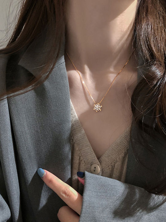 Piece Trendy Korean Style Snowflake Flower Pendant Necklaces for