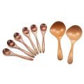 NAMUNY 6X Small Wooden Spoons & 2 Pcs Wooden Soup Ladle Long Handle Large Spoon Wood Scoop Kitchen Serving Spoon. 
