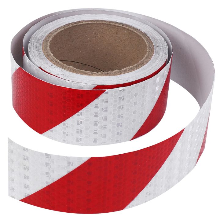ARELENE 10m x 5cm Safety Warning Tape Reflective Tape Self adhesive Tape Reflective Strip Traffic Reflective Stickers Color: red + white