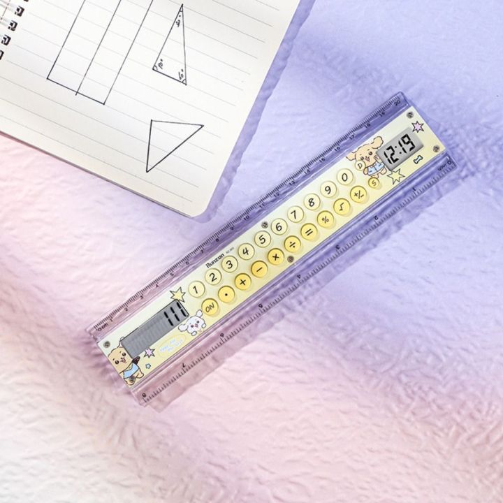 Button Measuring Ruler Creative 8-digit Ruler Calculator Mini with Silicone Button Measuring ...