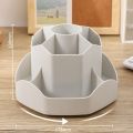 Multi-Compartment PP Rotate Pen Holder 360°Rotatable Large Capacity Pen Stand Multi-Functional Light Luxury Desk Pencil Storage Box Office Use. 