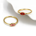 【Qian poem li Store】Lucky Eye Dropping Oil Evil Eye Ring Gold Color Wedding Party Ring Adjustable Jewelry Gifts for Wo  Girls. 