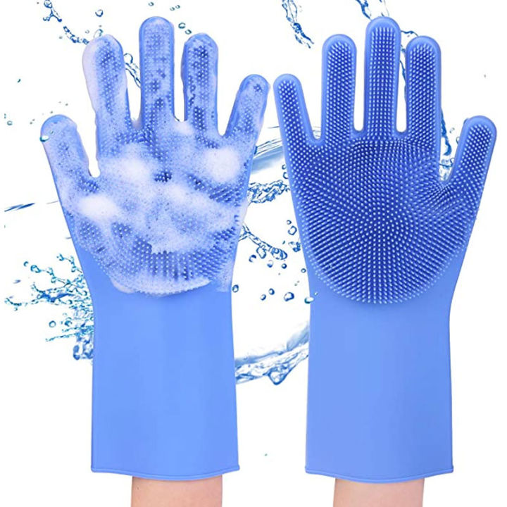 Magic Silicone Dishwashing Gloves Kitchen Tool for Cleaning, Dish Washing, Washing The Car, Pet Hair Care - 1 Pair