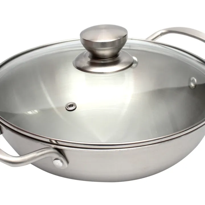 Chrome%20Color%20Three-ply%20Tanani%20Stainless%20Steel%20Karai%2026%20CM%20With%20Transparent%20Glass%20Lid%20-%20Image%206