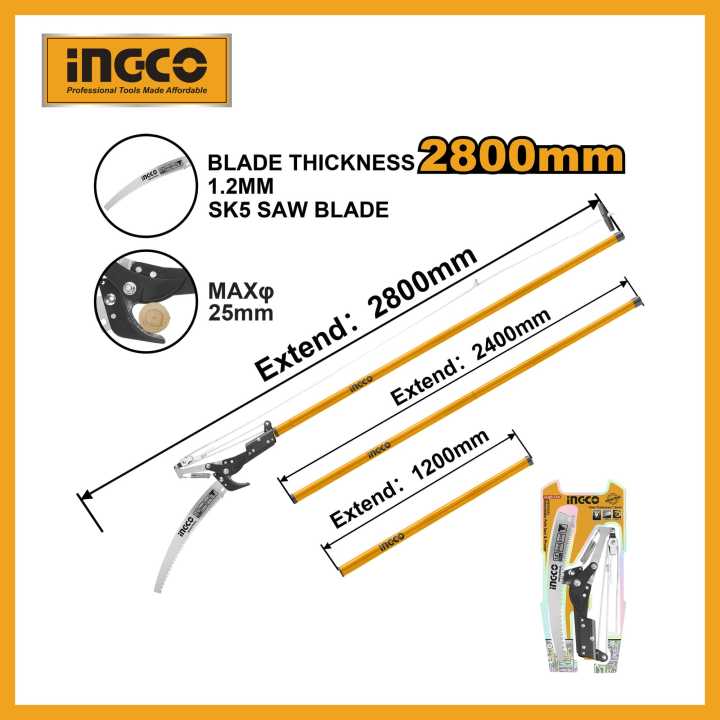 INGCO 2.8m Extendable Pole Saw & Pruner HEPS25281