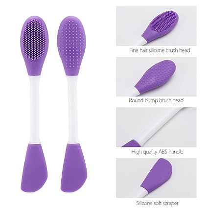 1 Piece Silicone Face Mask Applicator, 2 in 1 Double-Sided Facial Scrubber Brush Tool, Double-Head Manual Cleansing Brush for Deep Gentle Exfoliating